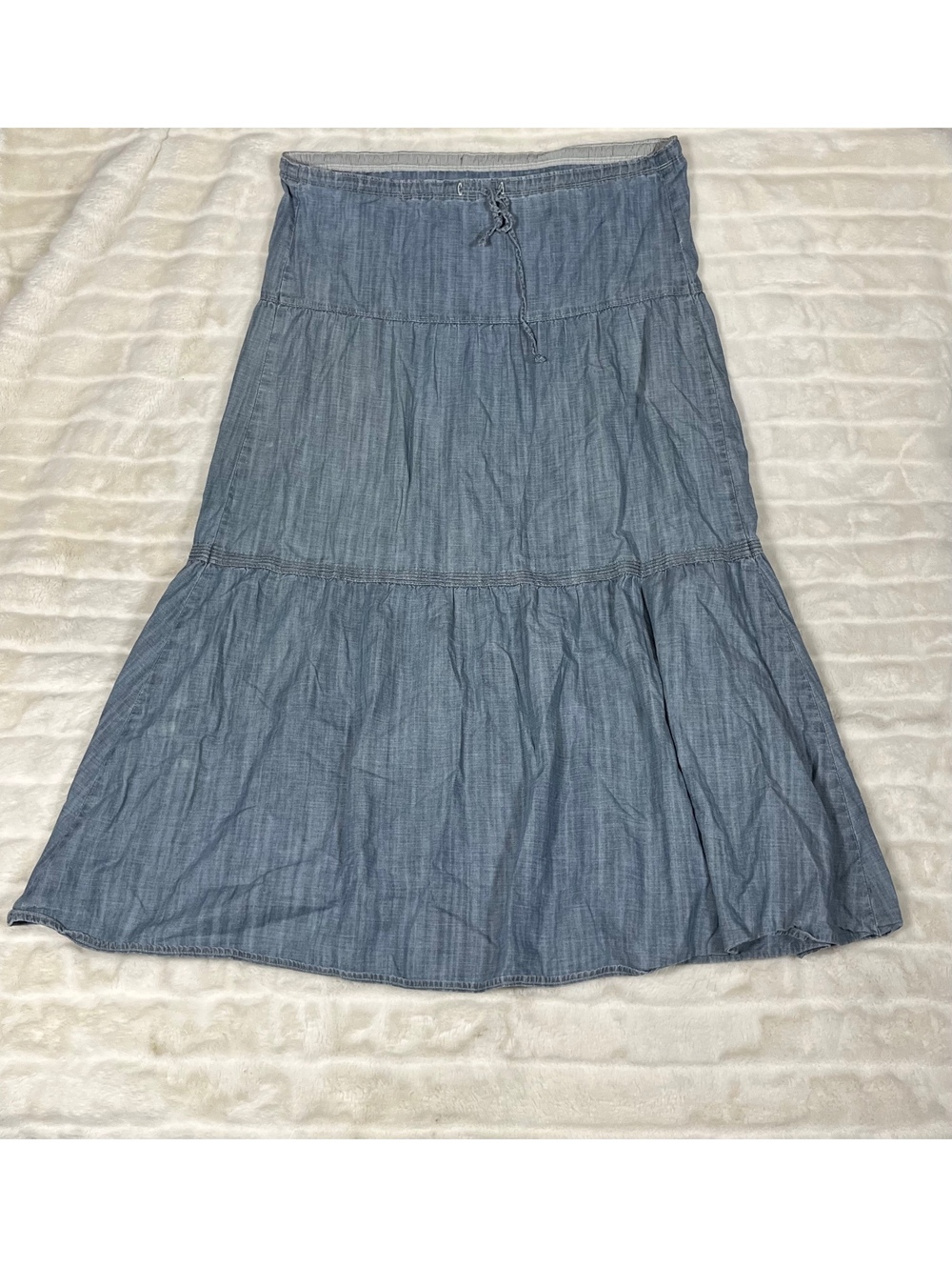 Gap 1969 LE S Multi Size Drawstring Chambray Midi Midwest Fall Spring Skirt